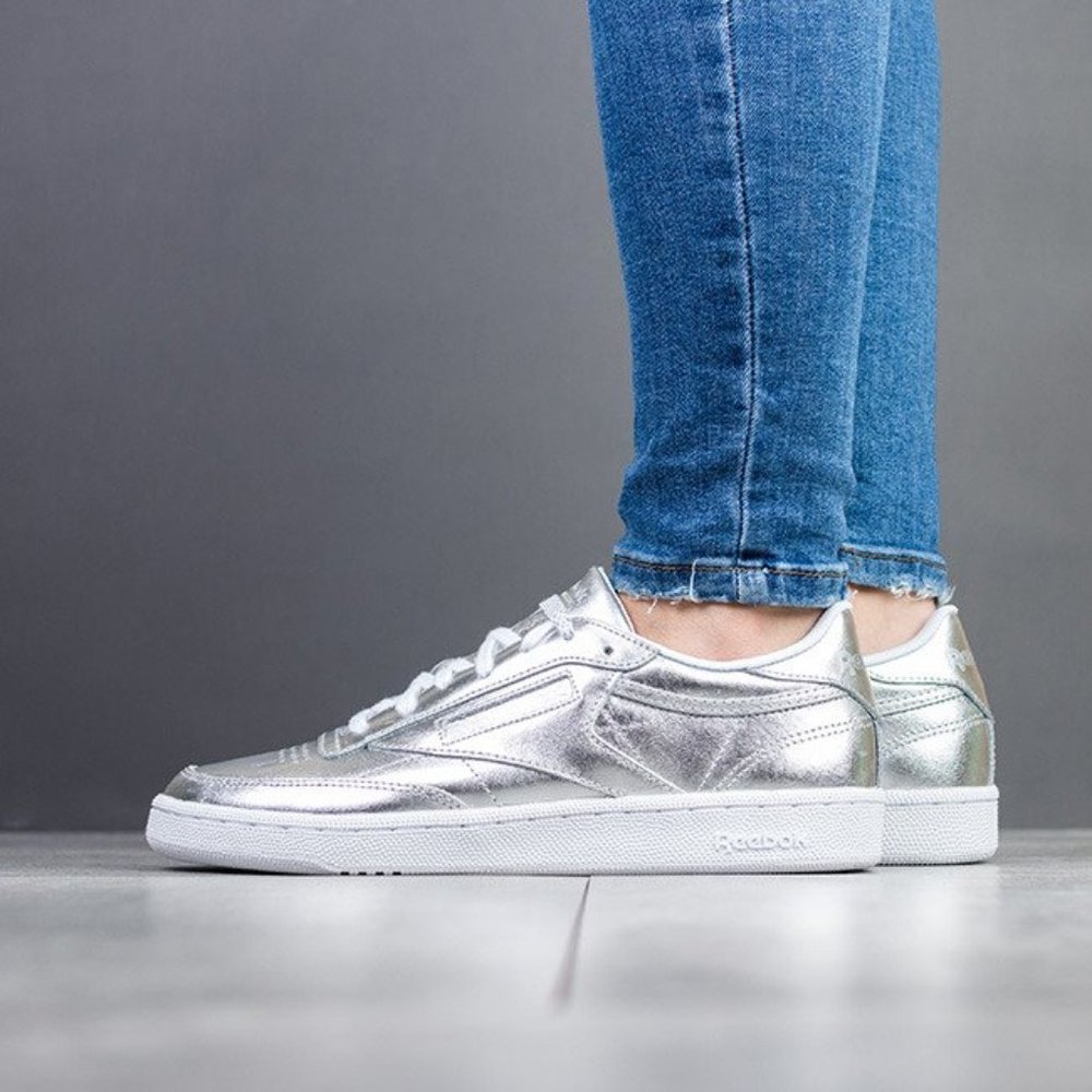 Silver Reebok Club C 85 Shoes Size 5